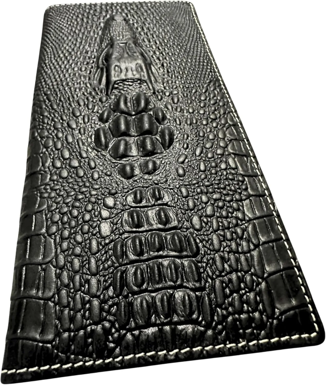Mens Leather Long Wallet Alligator Head Design Cowboy Western Leather Wallet High End Mens Wallets Leather Bull Rider Rodeo Gifts For Men (Black)
