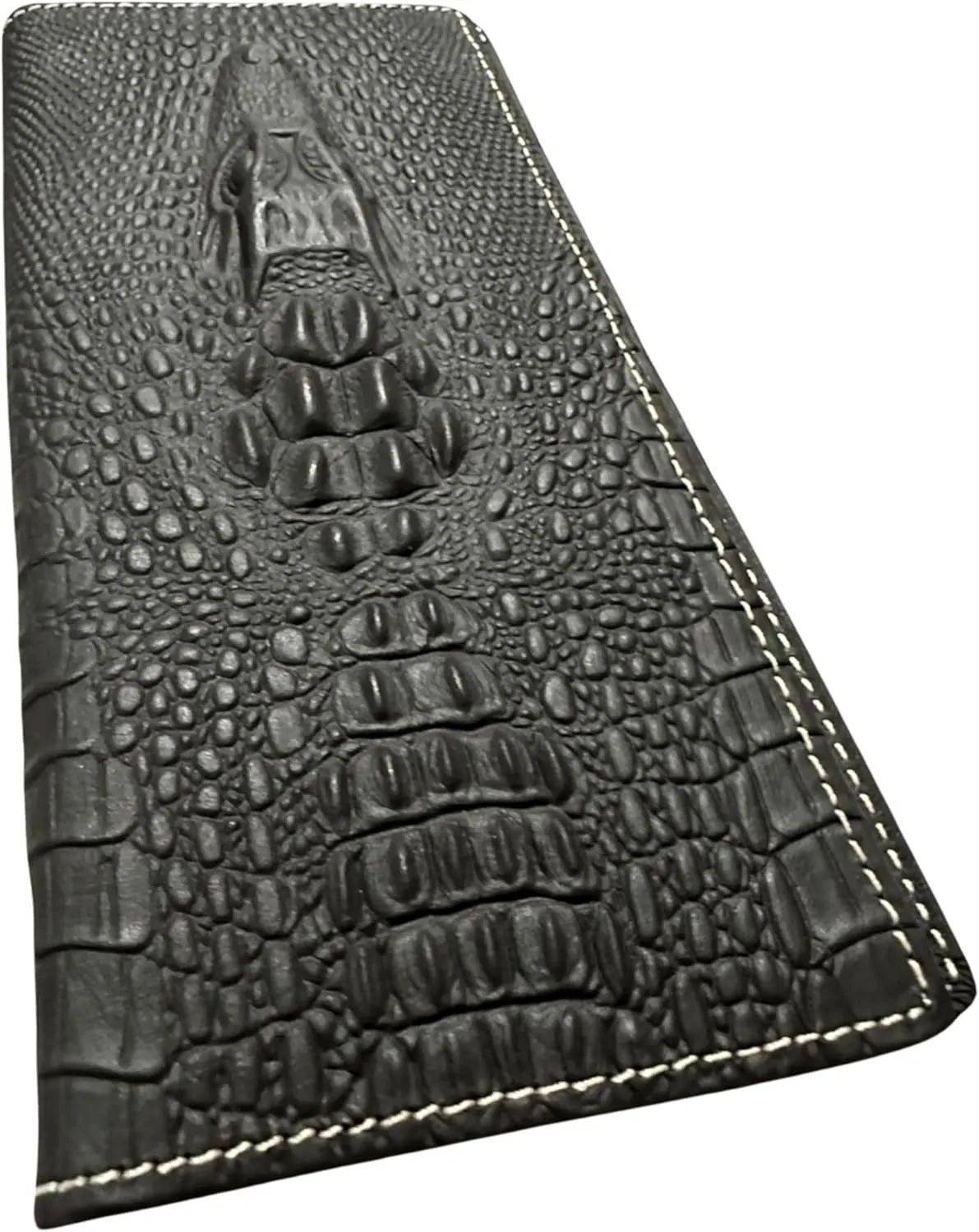 Mens Leather Long Wallet Alligator Head Design Cowboy Western Leather Wallet High End Mens Wallets Leather Bull Rider Rodeo Gifts For Men (Coffee)