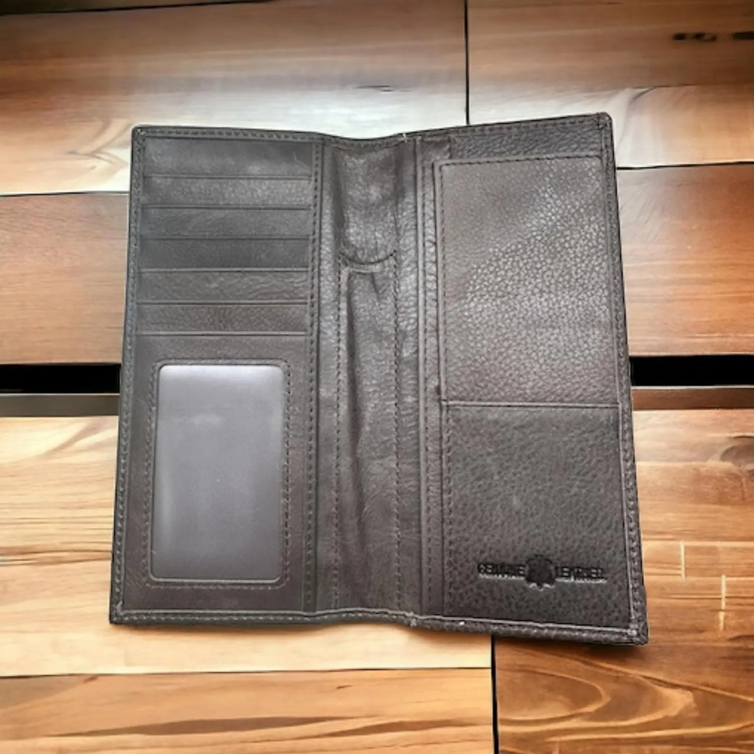 Mens Leather Long Wallet Basketweave Tooled Cow Hair Bull Rider Small Concho Checkbook Style Cowboy Hand Crafted High End Mens Wallets Leather Gifts For Men (Coffee)