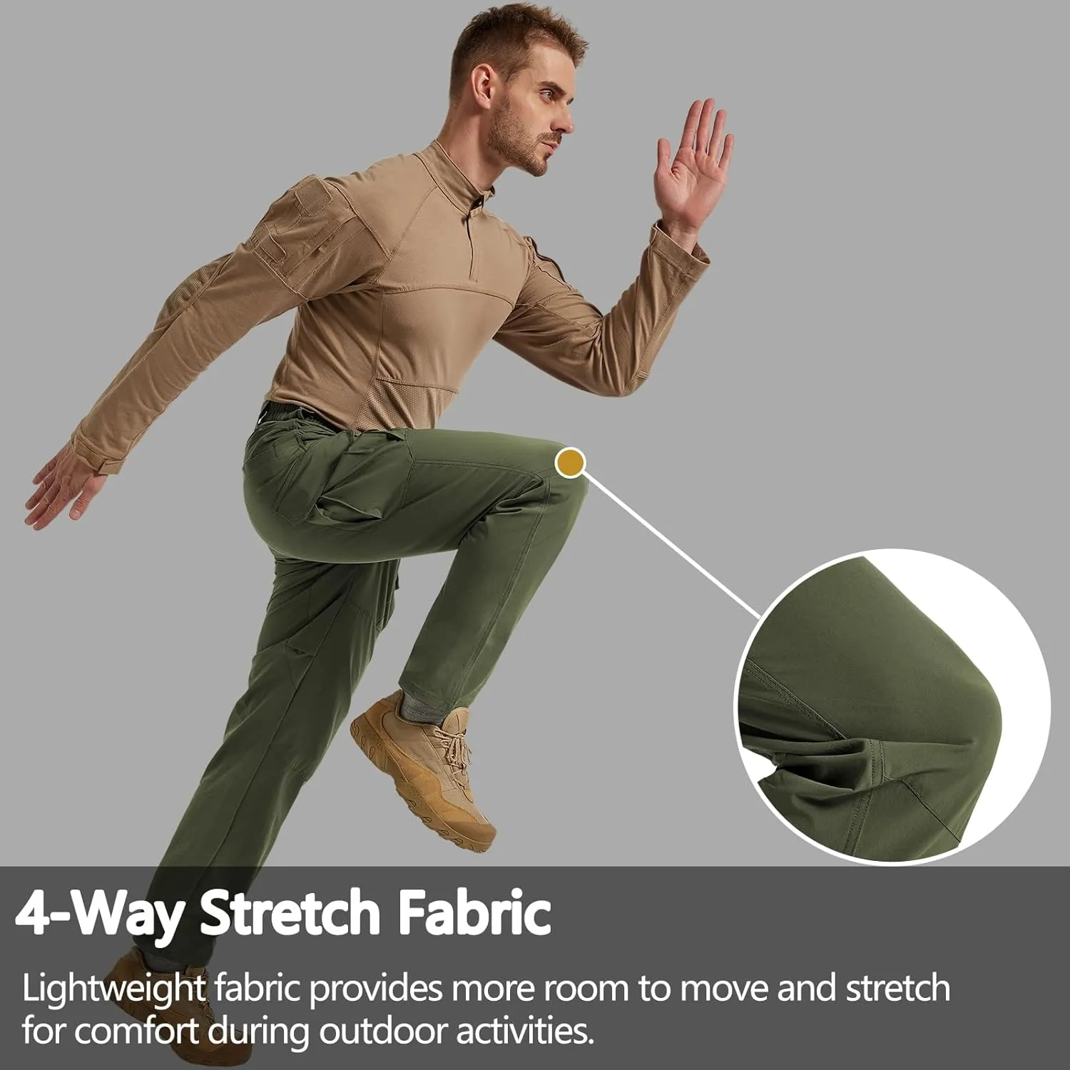 Men's Quick Dry Cargo Pants Water Resistant Tactical Pants Lightweight Stretch Outdoor Work Hiking Pants