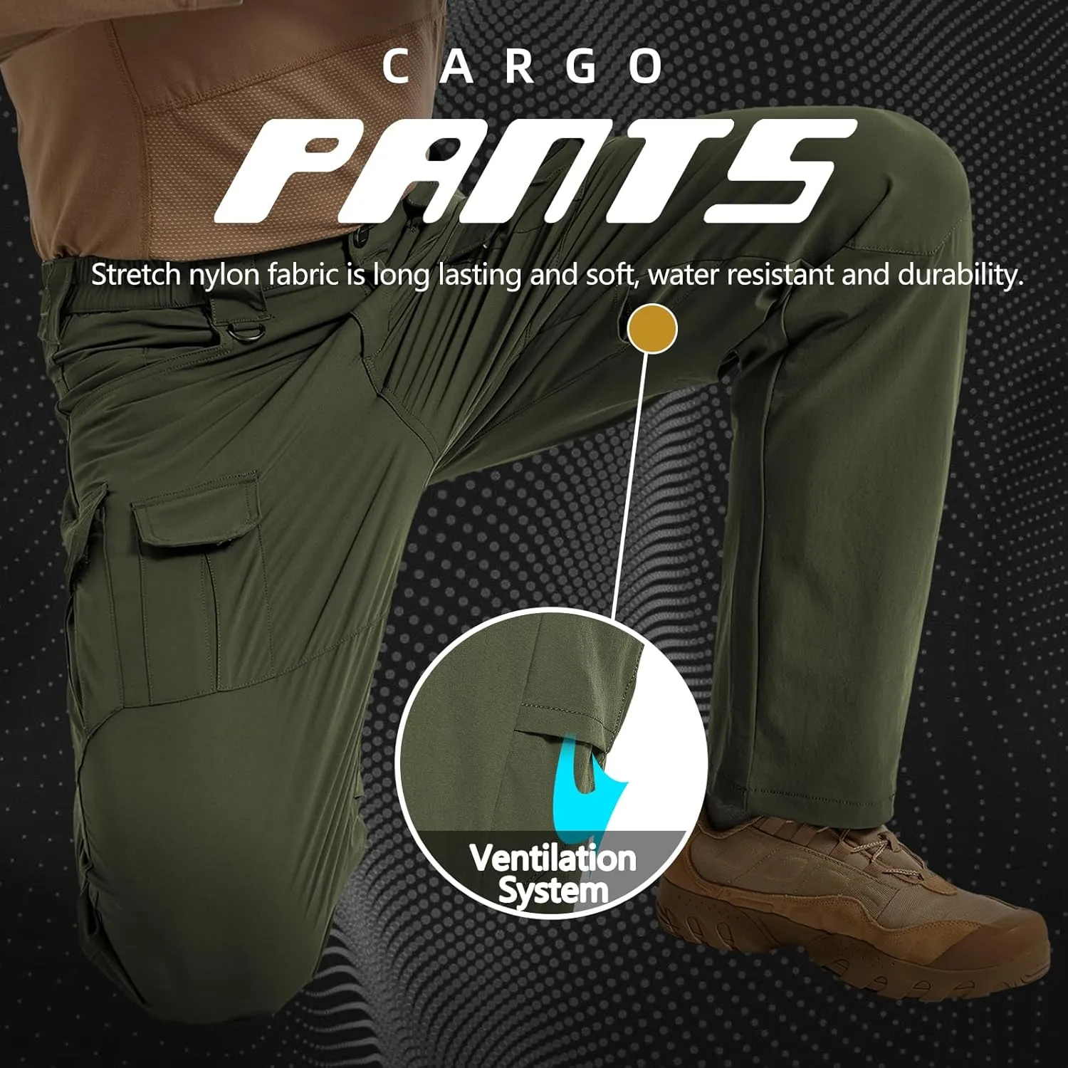 Men's Quick Dry Cargo Pants Water Resistant Tactical Pants Lightweight Stretch Outdoor Work Hiking Pants
