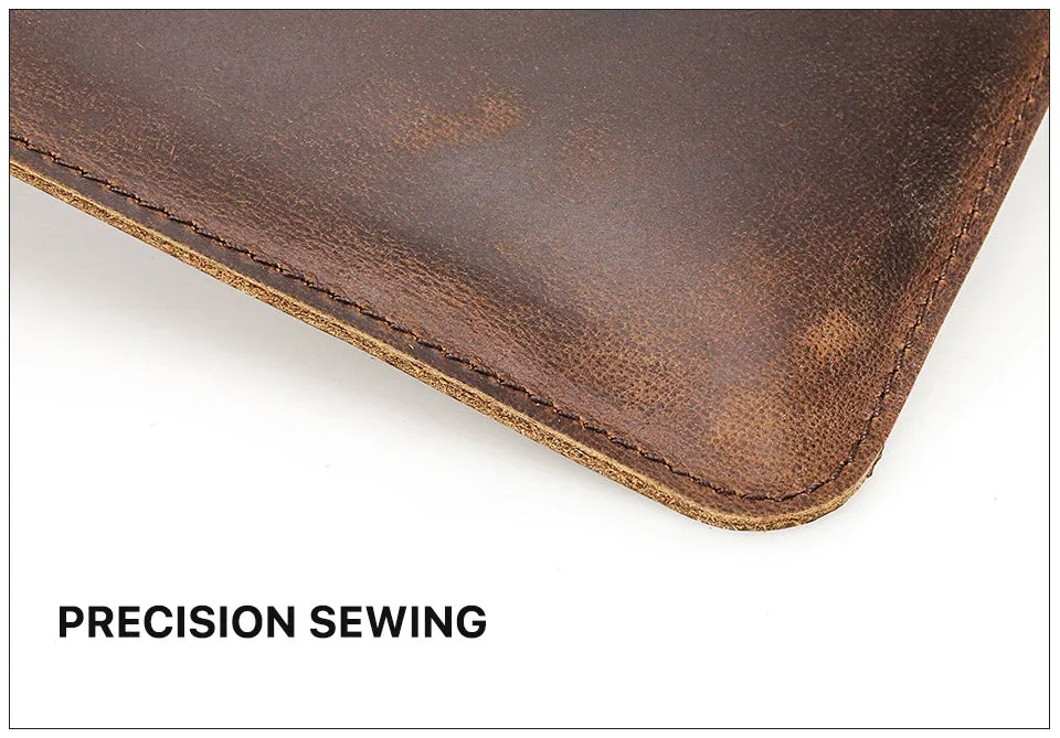 Men's Shockproof Crazy Horse Leather Laptop Sleeve