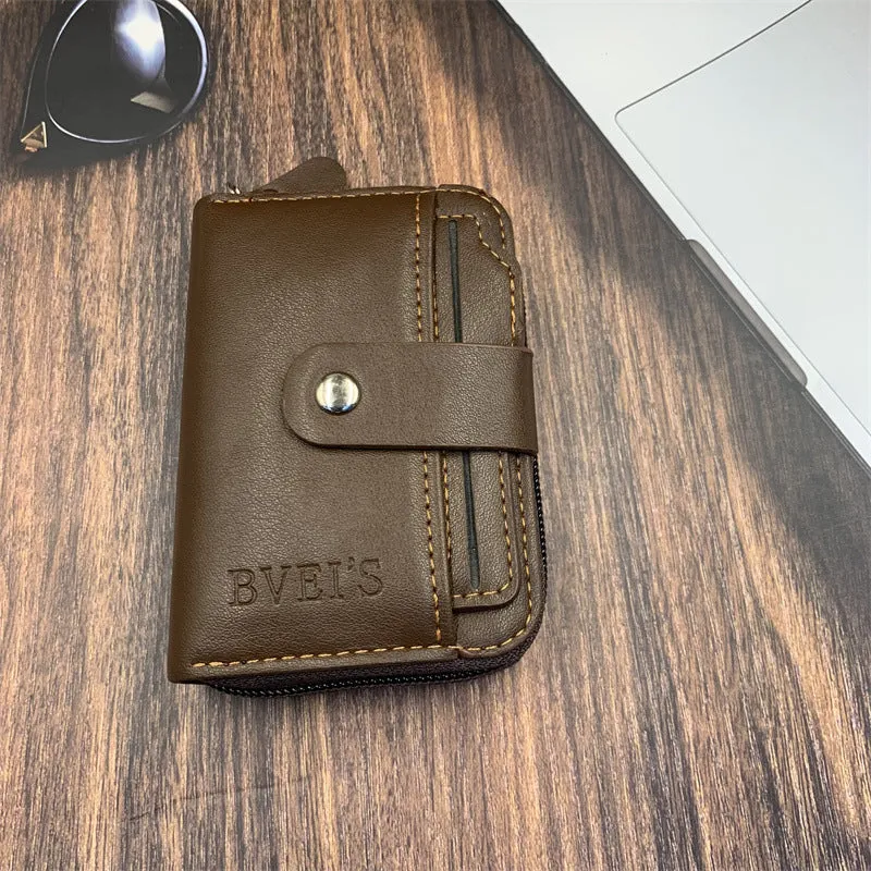 Men's Short Business Expanding Soft Sheepskin Pattern Men's Wallets