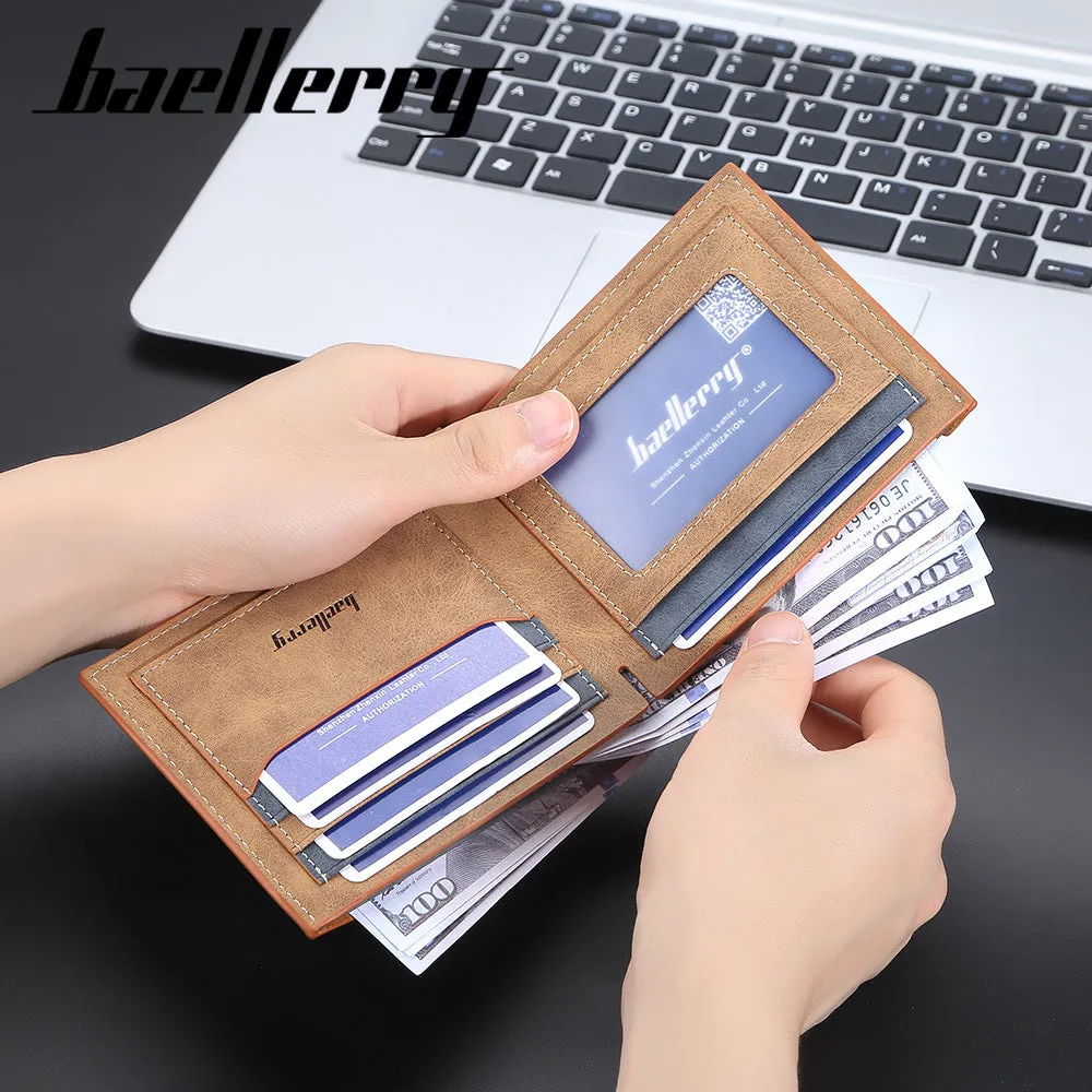Men's Short Frosted Multiple Slots Fashion Horizontal Men's Wallets