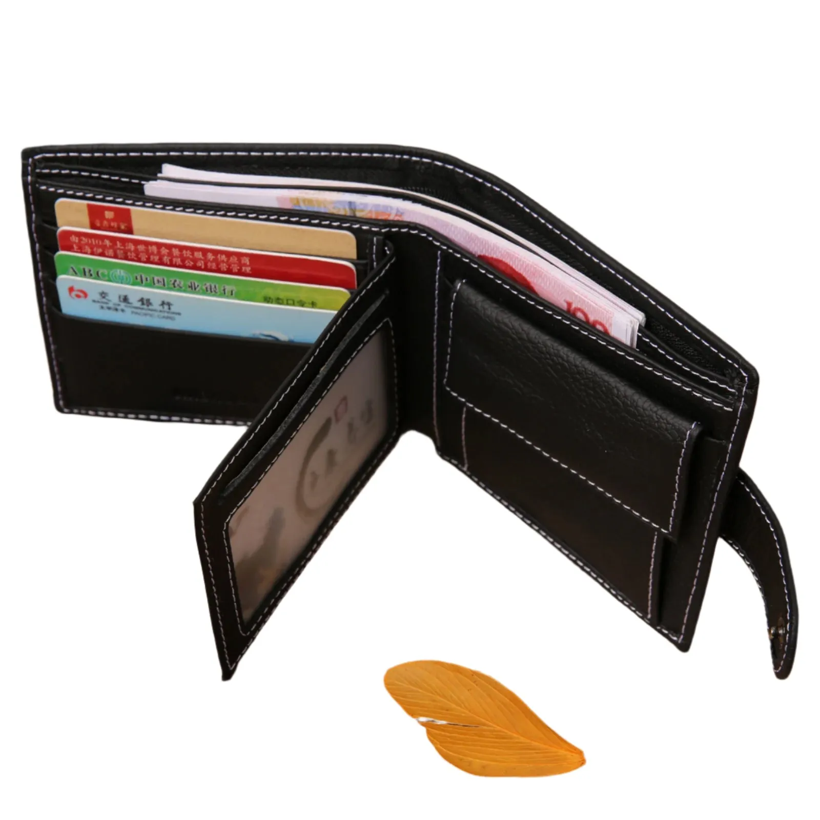 Men's Short Genuine Leather Vintage Zipper Buckle Wallet