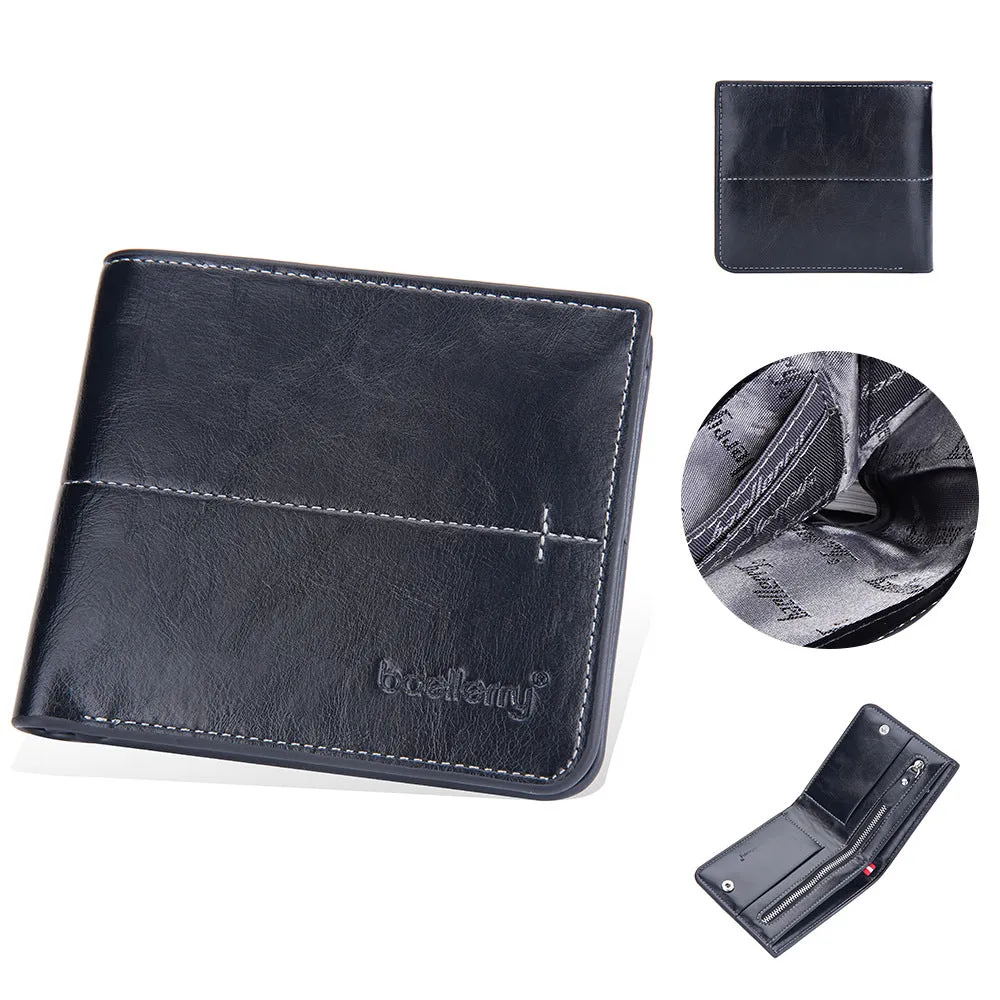Men's Short Simple Snap Zipper Horizontal Vertical Men's Wallets