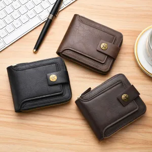 Men's Short Stylish Versatile Retro Horizontal Zipper Men's Wallets