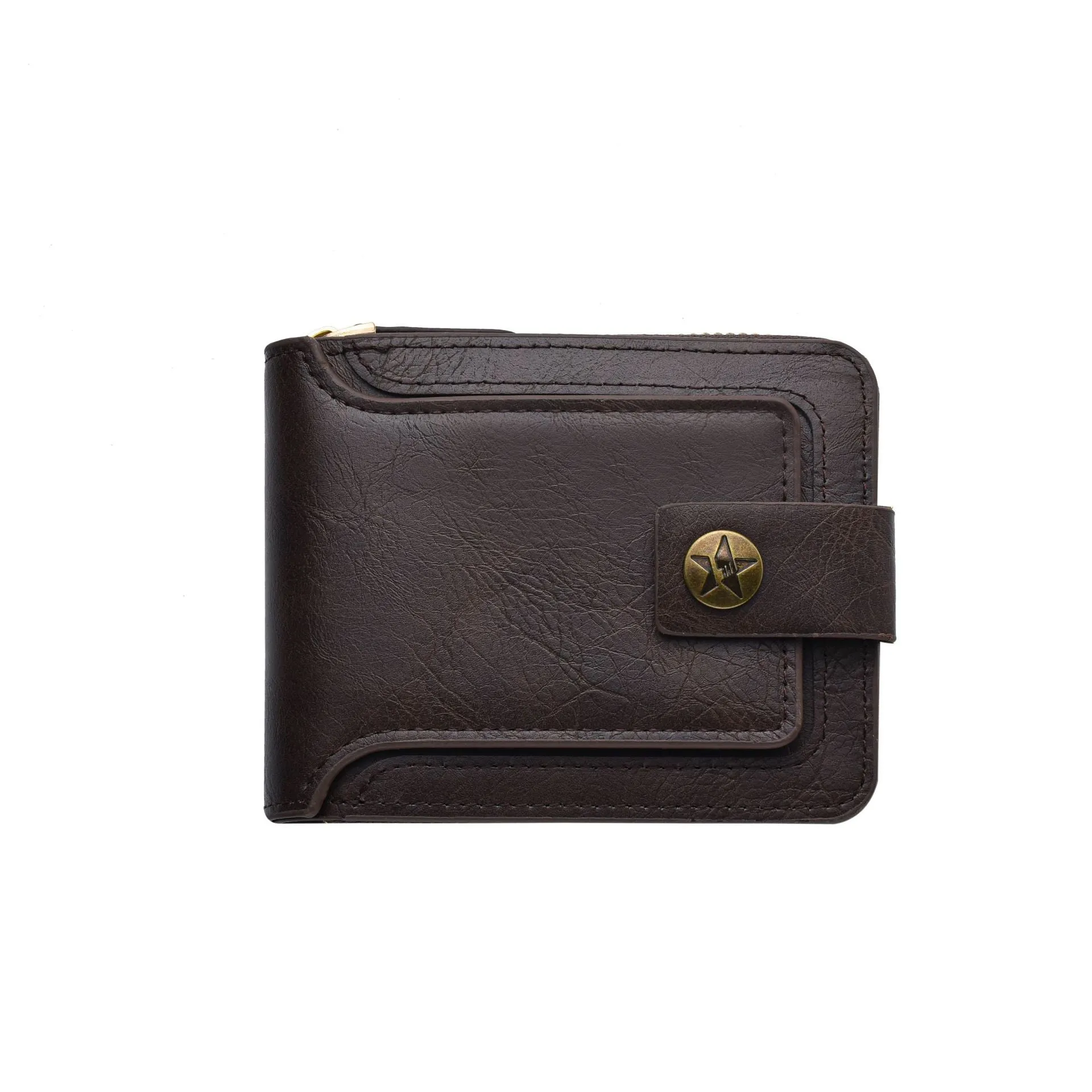 Men's Short Stylish Versatile Retro Horizontal Zipper Men's Wallets