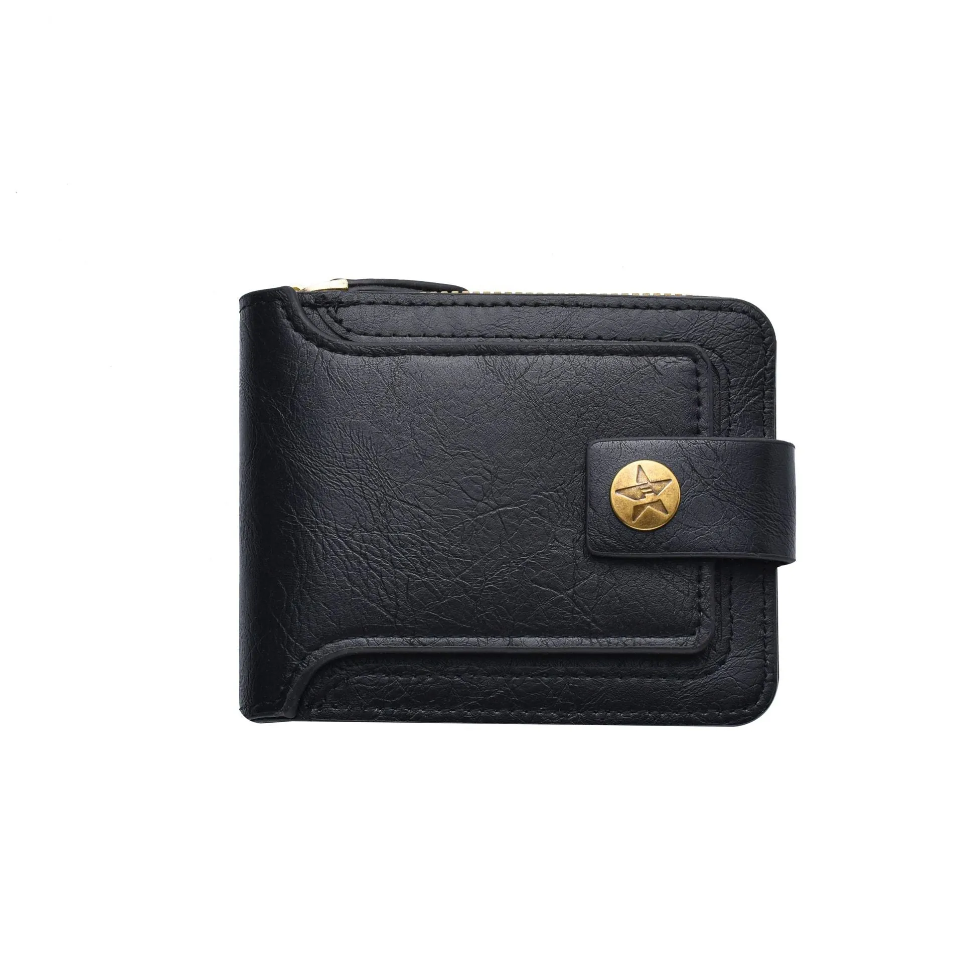 Men's Short Stylish Versatile Retro Horizontal Zipper Men's Wallets