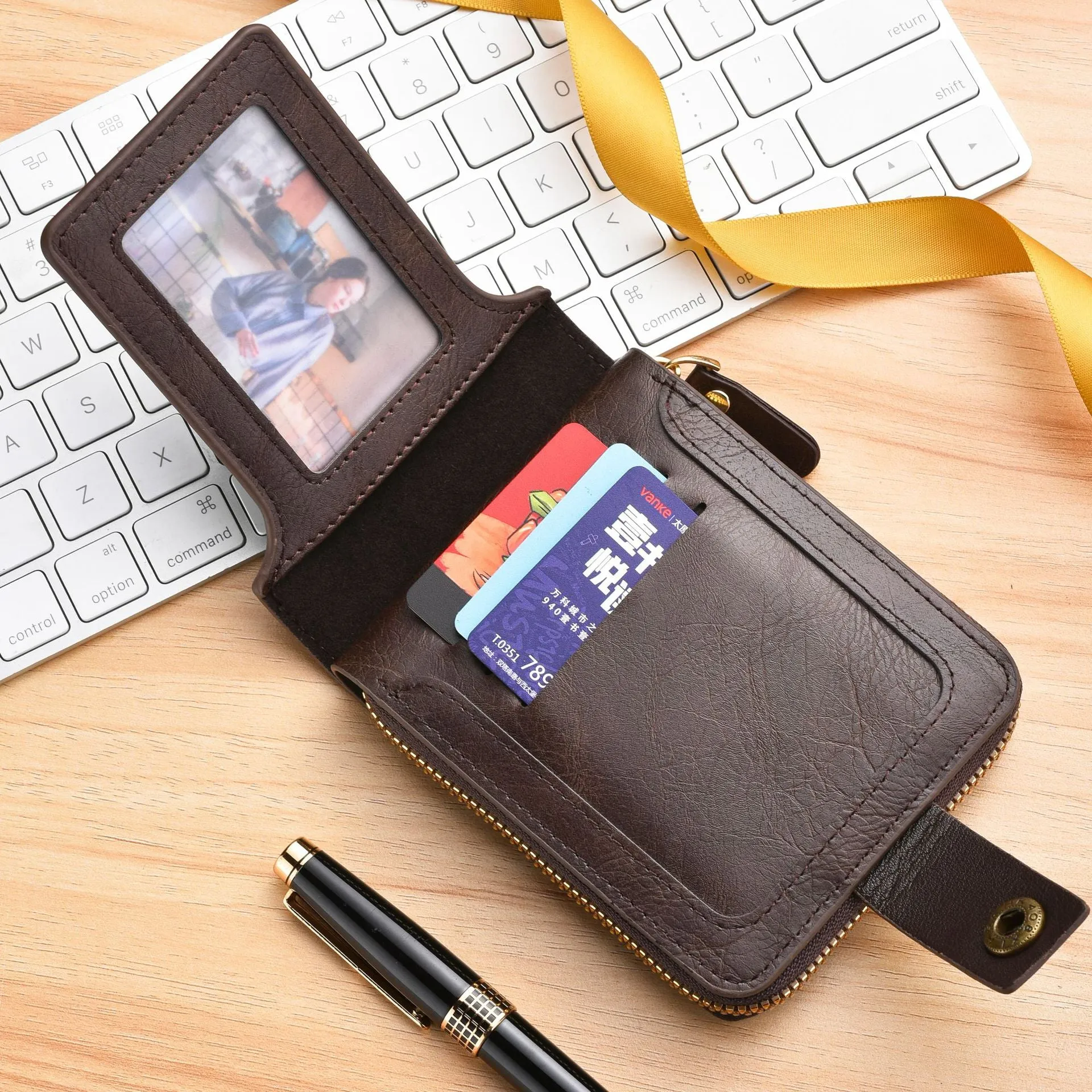 Men's Short Stylish Versatile Retro Horizontal Zipper Men's Wallets