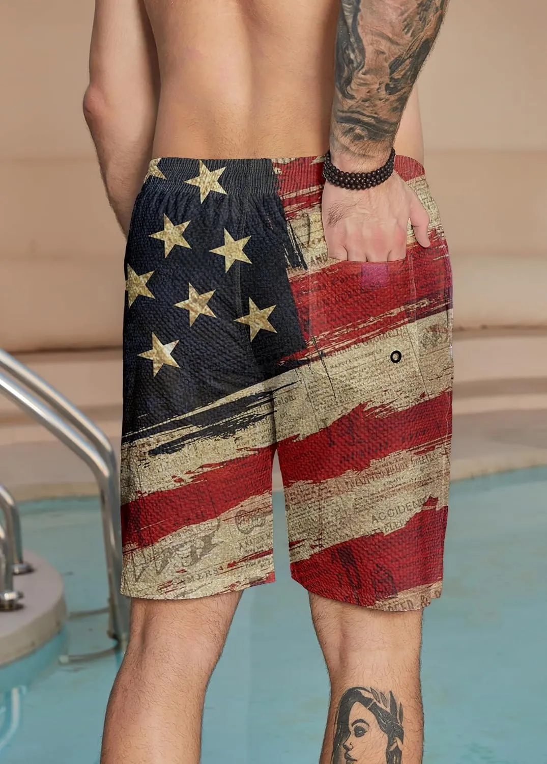 Men's Swim Trunks with Compression Liner Quick Dry 2 in 1 Swimming Trunks Beach Board Shorts Bathing Suits Swimwear