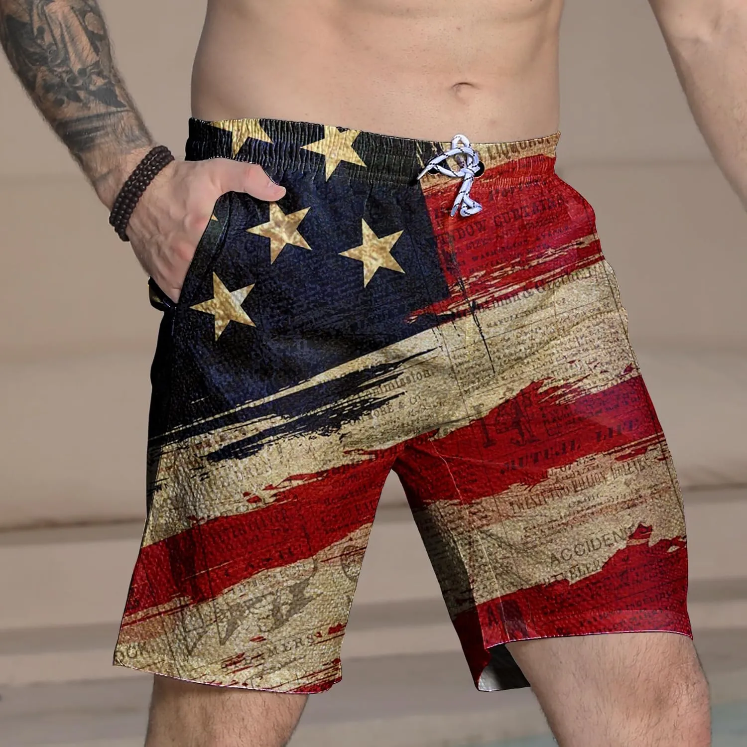 Men's Swim Trunks with Compression Liner Quick Dry 2 in 1 Swimming Trunks Beach Board Shorts Bathing Suits Swimwear