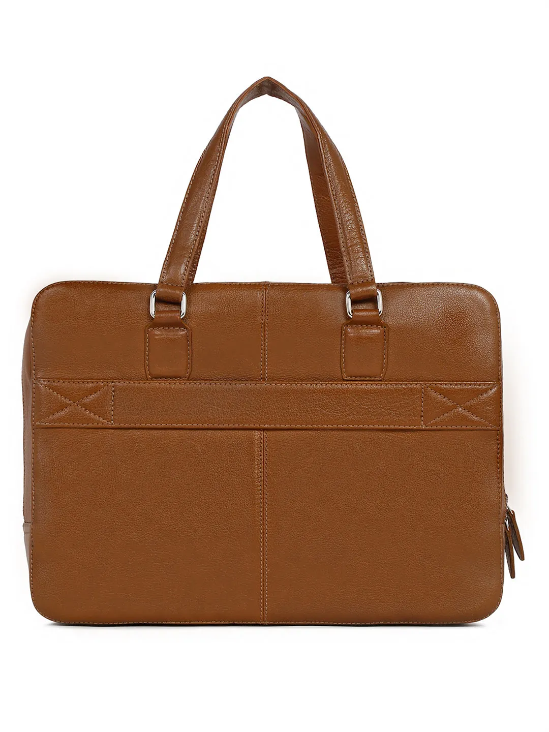 Men's Tan Italian Leather Laptop Bag Multifunctional Executive Briefcase with Shoulder Strap