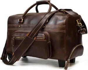 Men's Trolley Case Vintage Cowhide Travel Bag Large Capacity Luggage Business Travel Handbag
