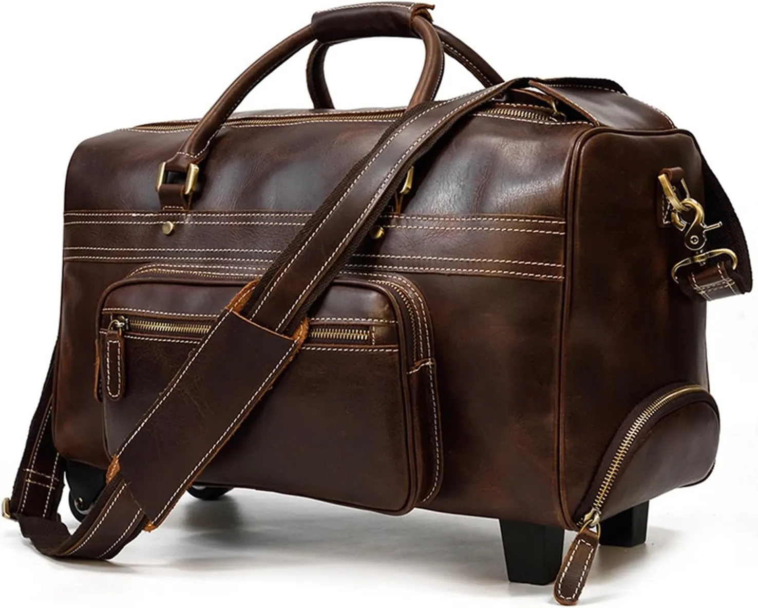 Men's Trolley Case Vintage Cowhide Travel Bag Large Capacity Luggage Business Travel Handbag