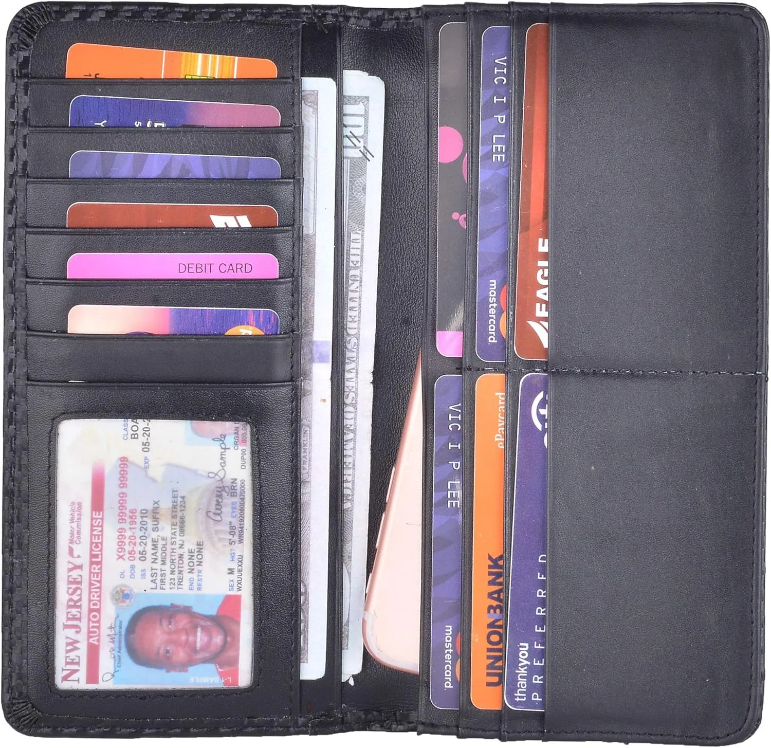 Men's Vintage Genuine Leather Long Wallets Bifold Wallet For Men