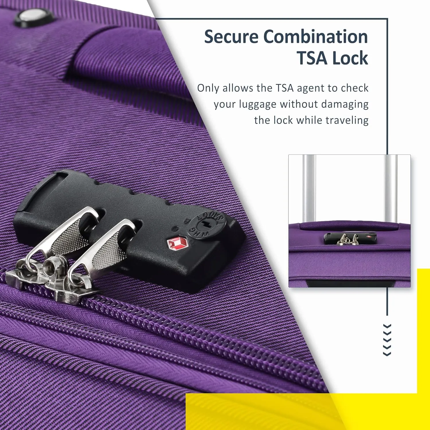 Merax 3 Piece Softside Luggage Set, Upright Spinner Softsehll Lightweight Suitcase Travel Set with Spinner Wheels and TSA Lock, Purple