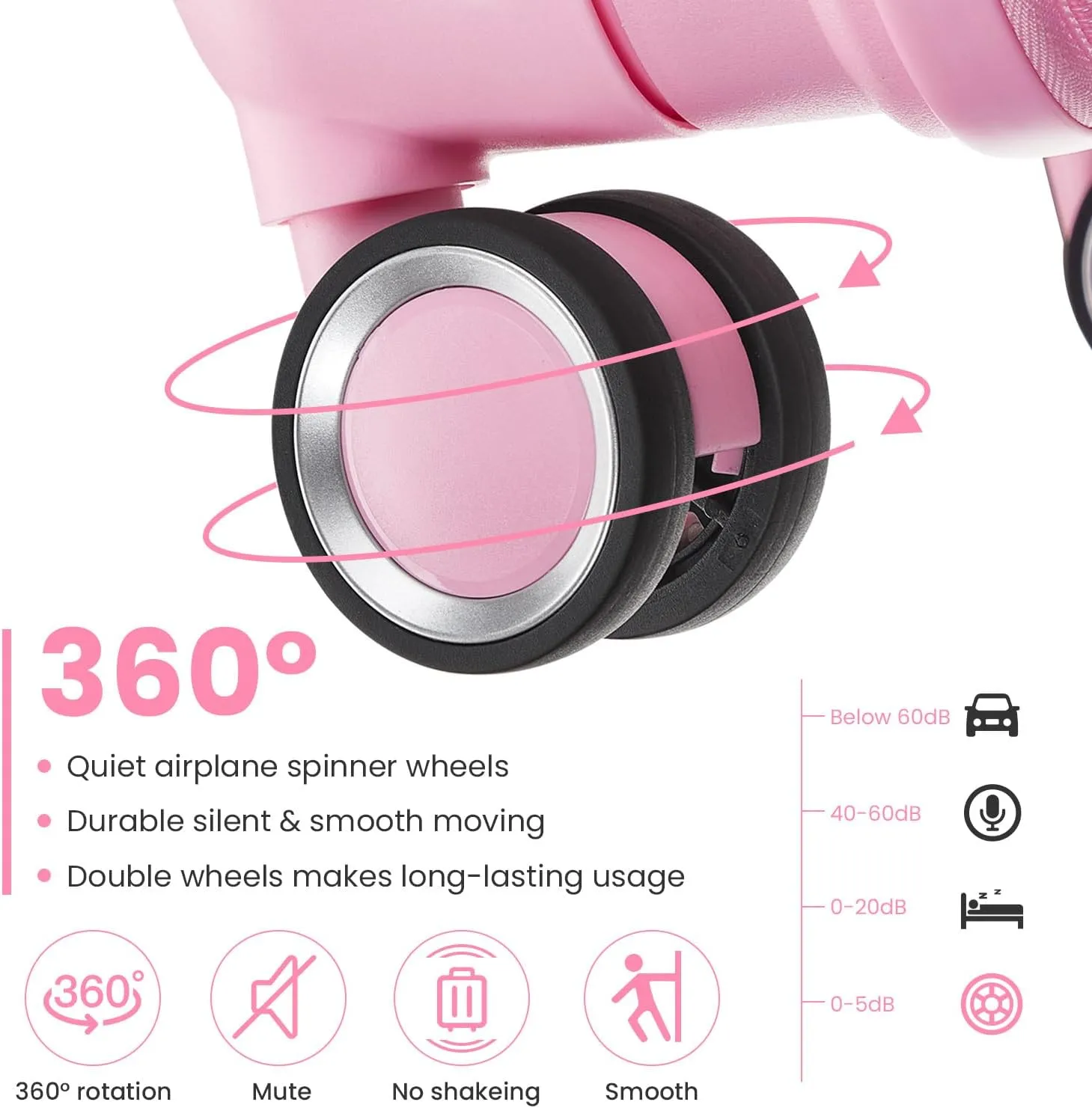 Merax 4-Piece Expandable Luggage Set (14/20/24/28 Inch) Lightweight Hardshell Suitcase with 360° Silent Spinner Wheels, TSA Lock, Waterproof for Family Travel (Pink, 4-Piece Set)