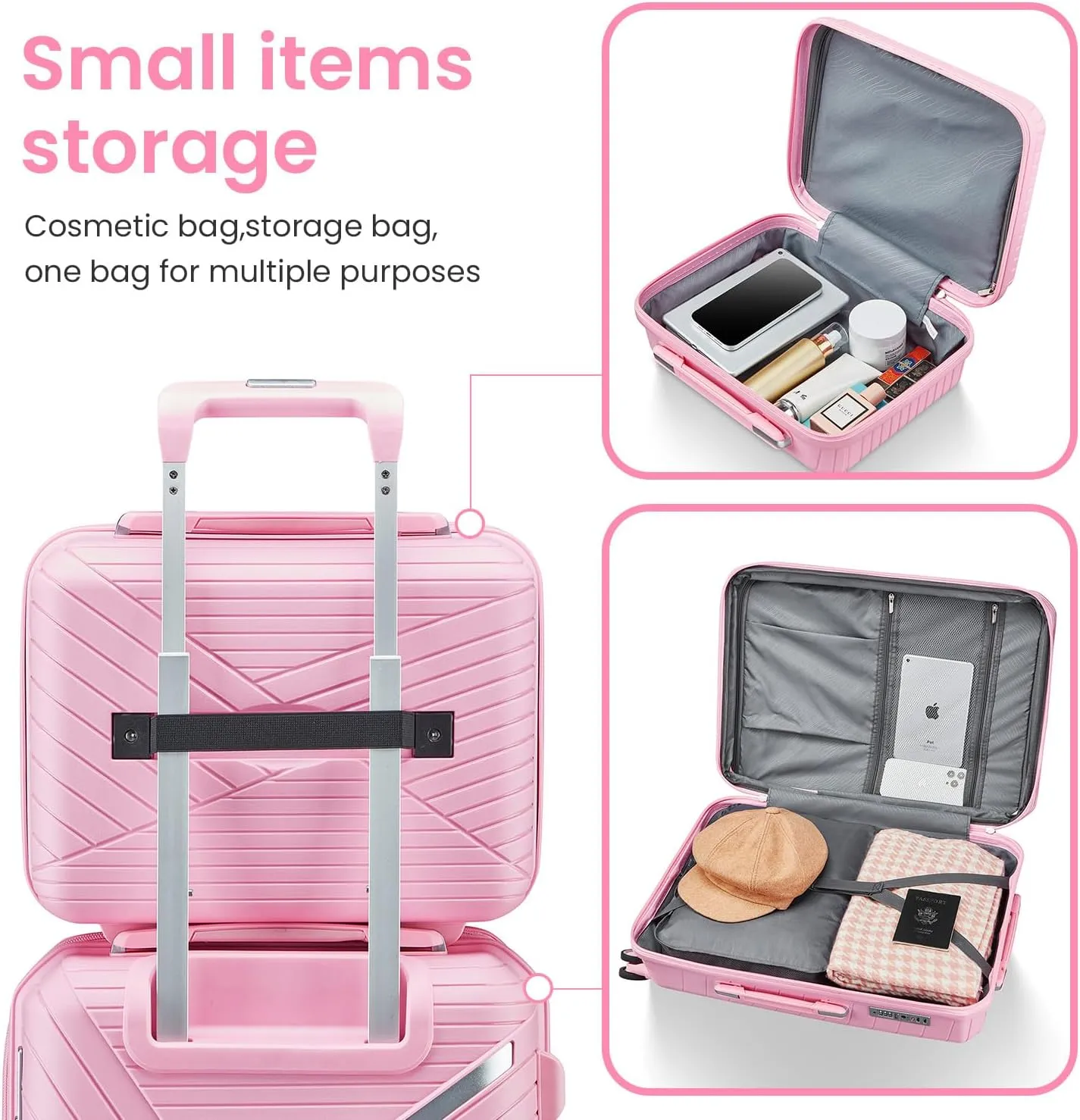 Merax 4-Piece Expandable Luggage Set (14/20/24/28 Inch) Lightweight Hardshell Suitcase with 360° Silent Spinner Wheels, TSA Lock, Waterproof for Family Travel (Pink, 4-Piece Set)