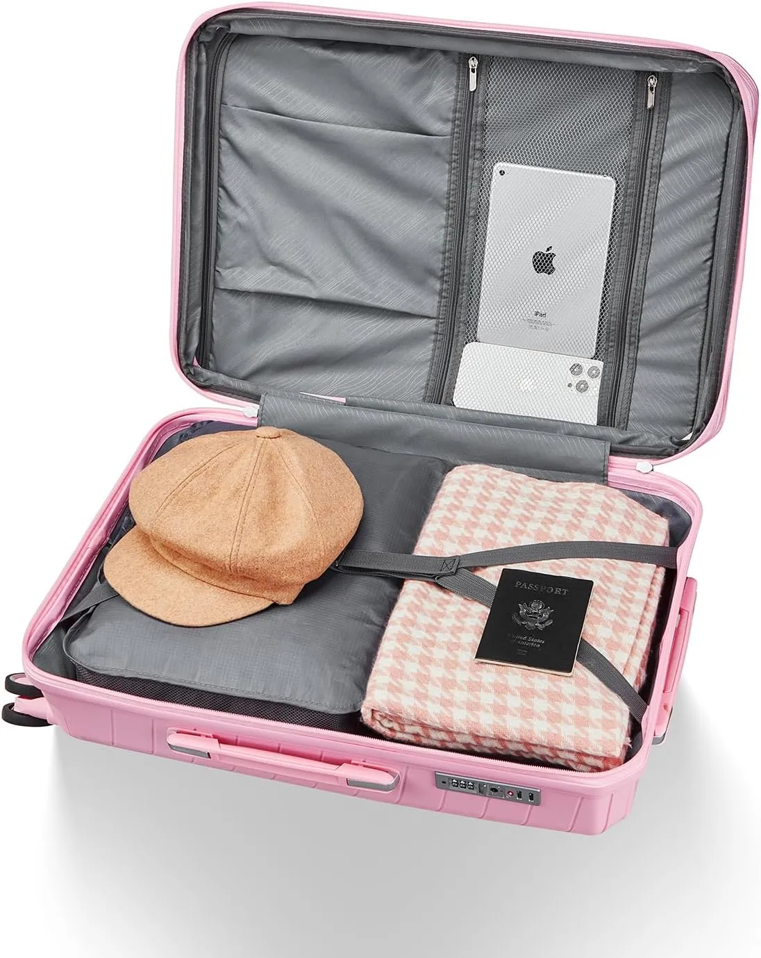 Merax 4-Piece Expandable Luggage Set (14/20/24/28 Inch) Lightweight Hardshell Suitcase with 360° Silent Spinner Wheels, TSA Lock, Waterproof for Family Travel (Pink, 4-Piece Set)