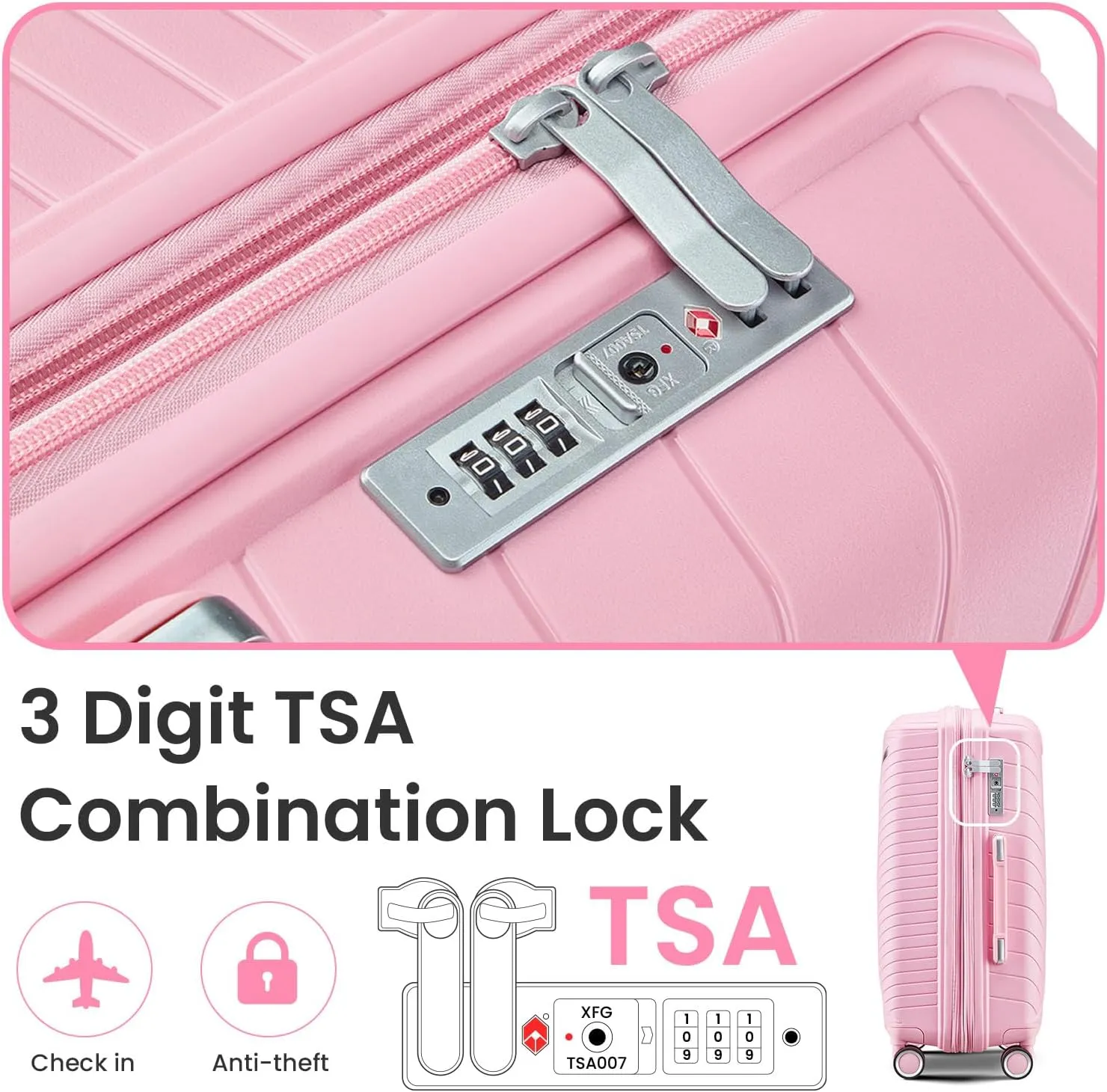 Merax 4-Piece Expandable Luggage Set (14/20/24/28 Inch) Lightweight Hardshell Suitcase with 360° Silent Spinner Wheels, TSA Lock, Waterproof for Family Travel (Pink, 4-Piece Set)