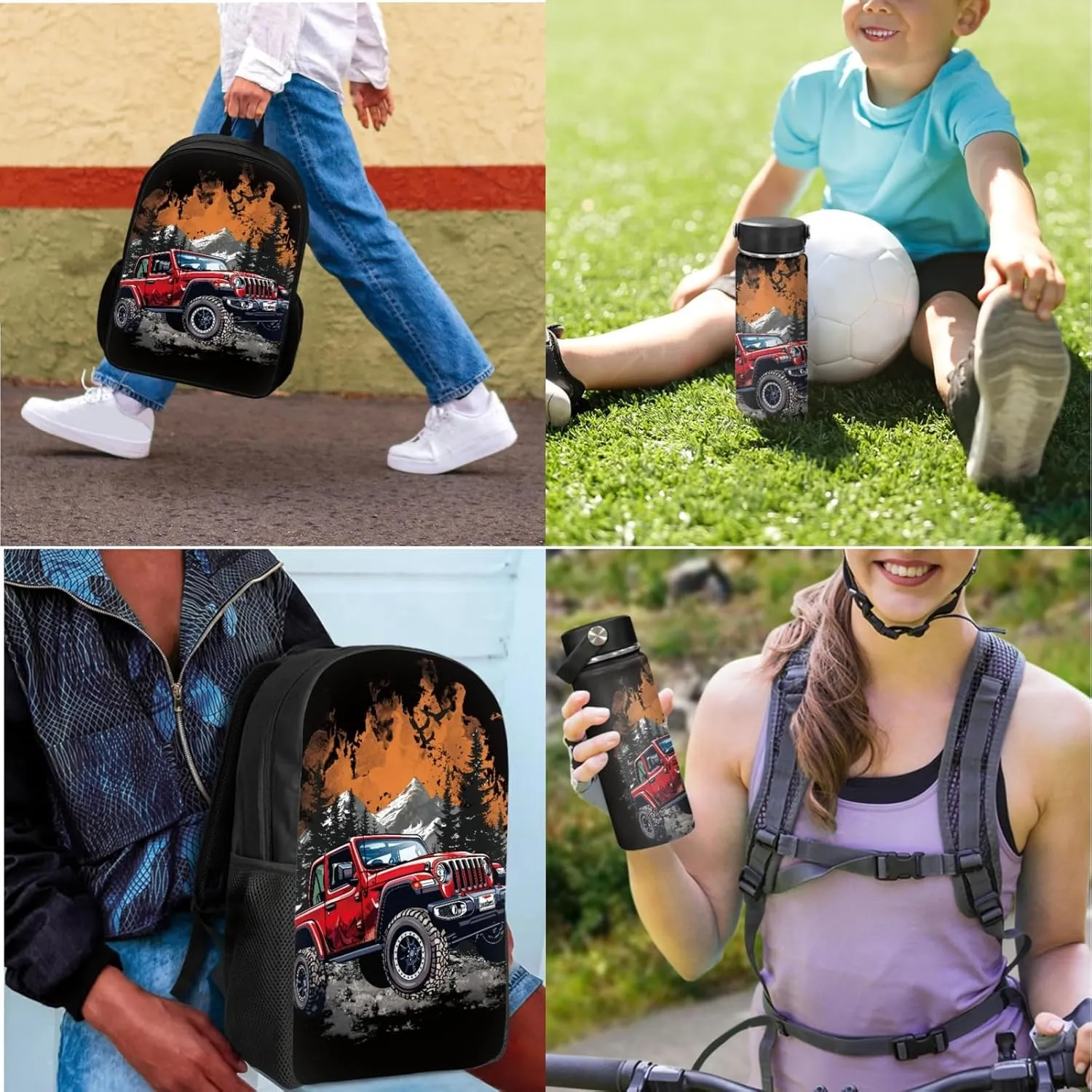 Merkmak Car Boys Backpack 3 Pcs Set for Age 3-9 Kids Cool Bookbag 17 Inch for 2Nd 3Rd 4Th Children School Bag Lightweight Daypack for Child Elementary Book Bags with Lunchbox