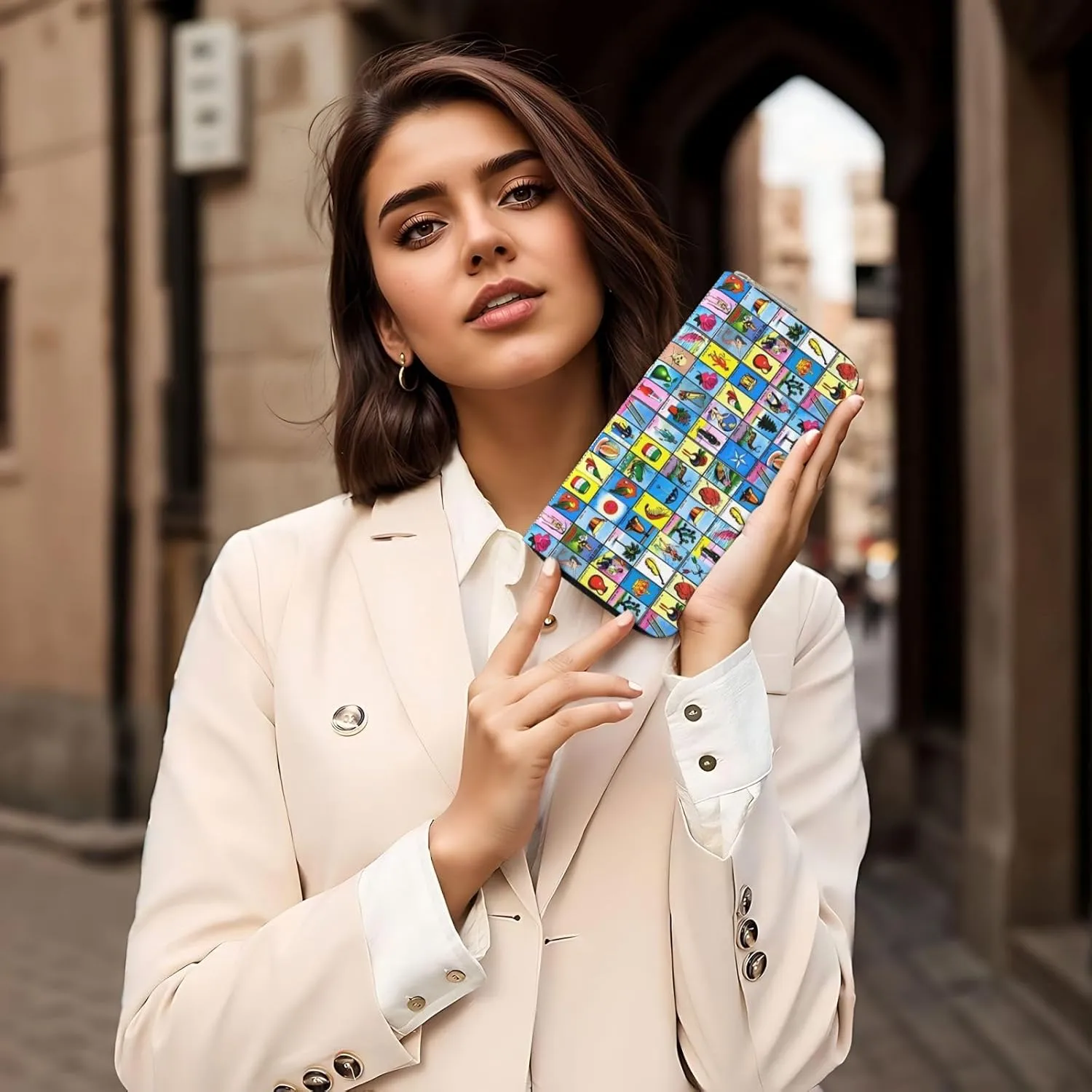 Mexican Loteria Cards Wallets PU Leather Wallet For Women Men Zipper Credit Card Purse Long Clutch Purse