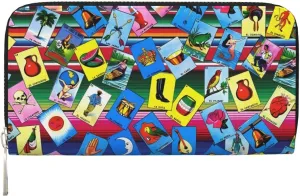 Mexican Loteria Cards Wallets PU Leather Wallet For Women Men Zipper Credit Card Purse Long Clutch Purse