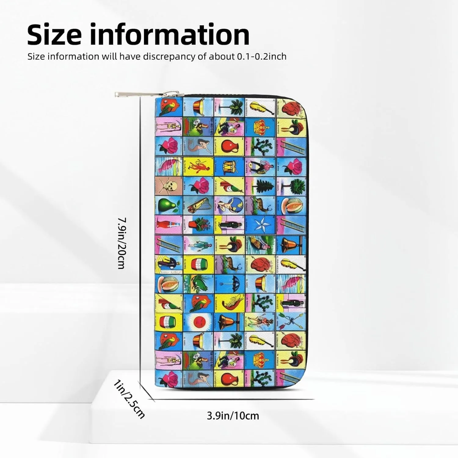 Mexican Loteria Cards Wallets PU Leather Wallet For Women Men Zipper Credit Card Purse Long Clutch Purse