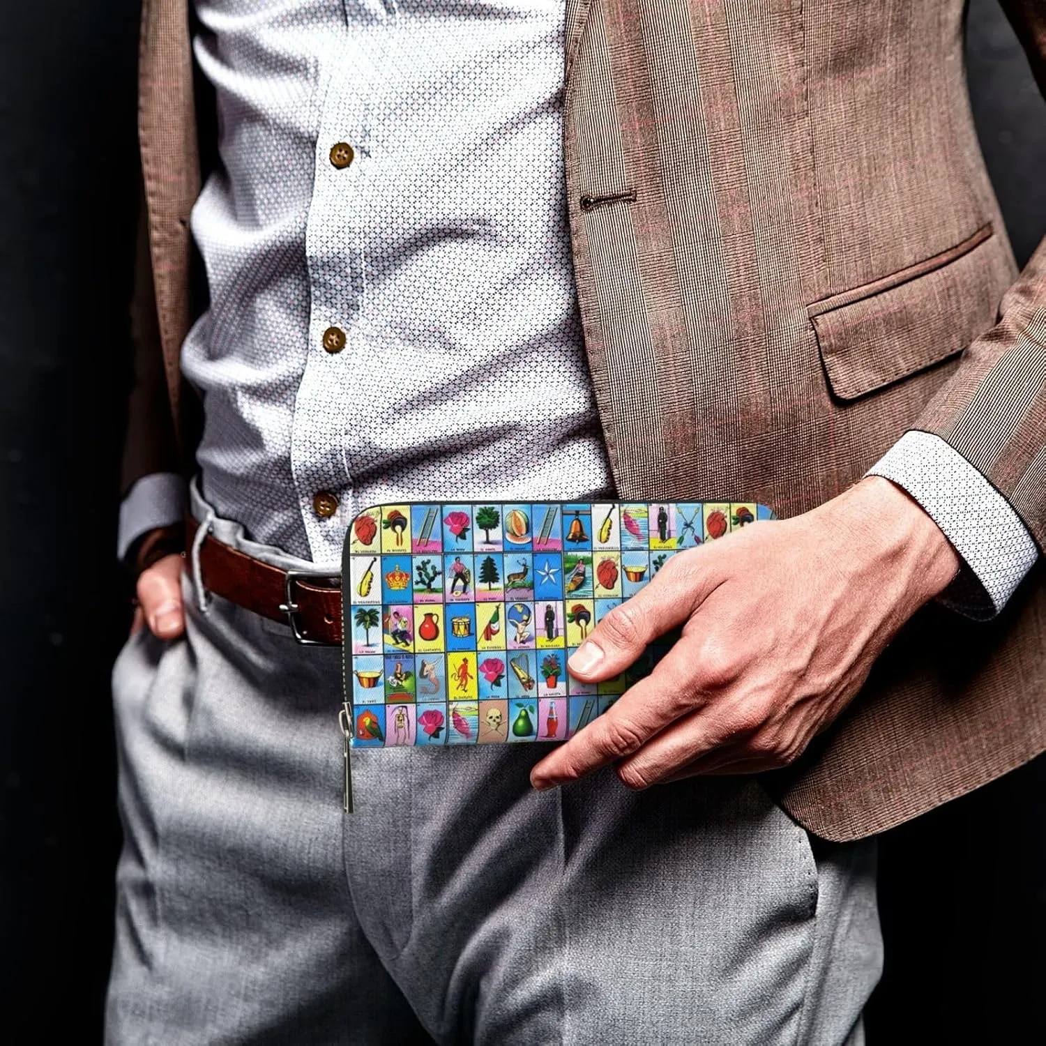 Mexican Loteria Cards Wallets PU Leather Wallet For Women Men Zipper Credit Card Purse Long Clutch Purse