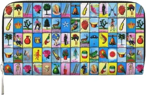 Mexican Loteria Cards Wallets PU Leather Wallet For Women Men Zipper Credit Card Purse Long Clutch Purse