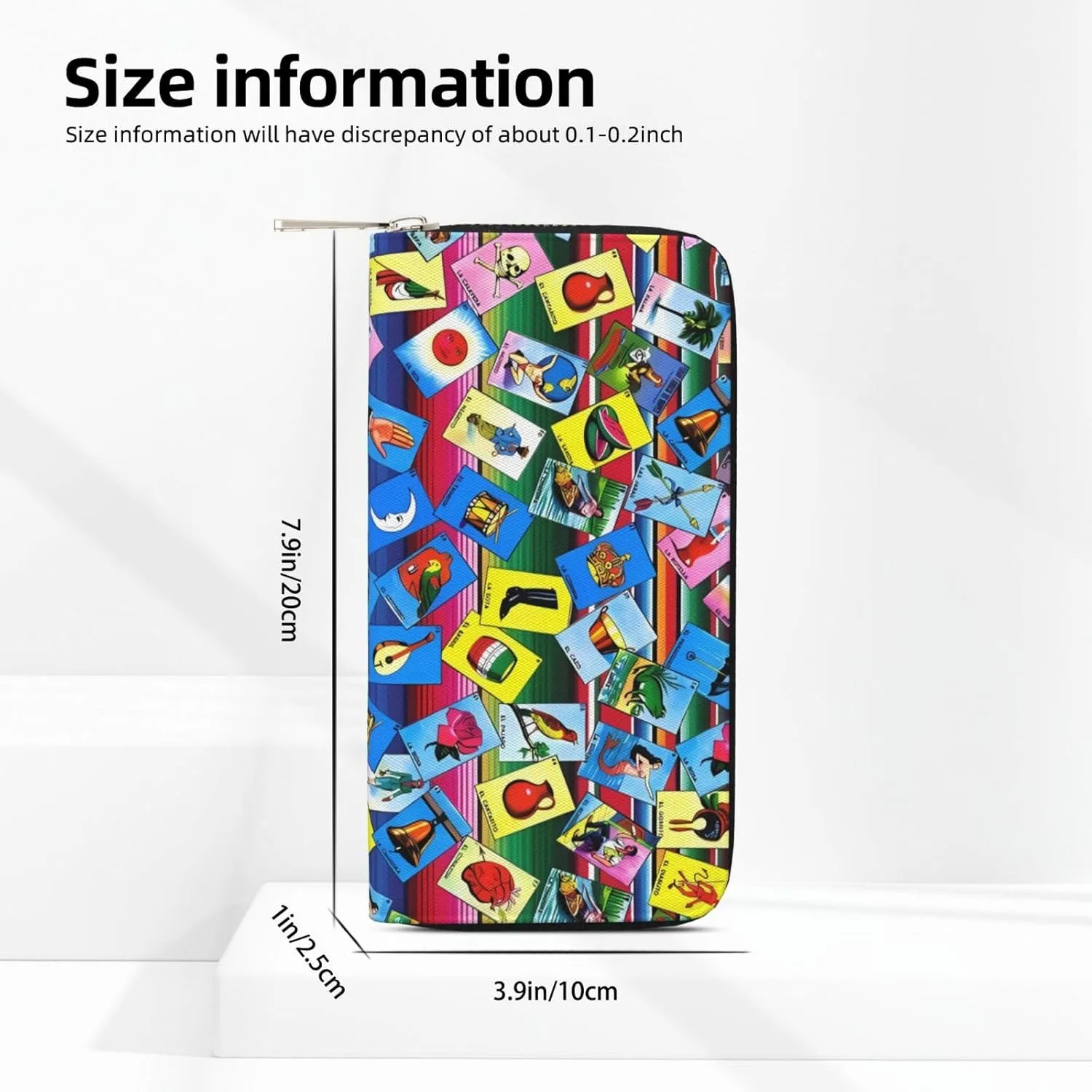 Mexican Loteria Cards Wallets PU Leather Wallet For Women Men Zipper Credit Card Purse Long Clutch Purse