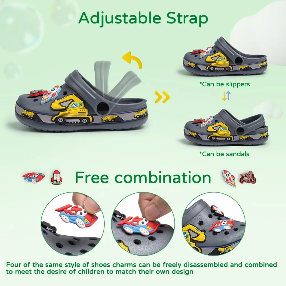 Miamooi Toddler Girls Boys Clogs Cute Cartoon Garden Water Clogs Little Kid Non-Slip Slides Indoor Outdoor Waterproof Beach Sandals Slip-on Beach Pool Shower Slippers Water Shoes