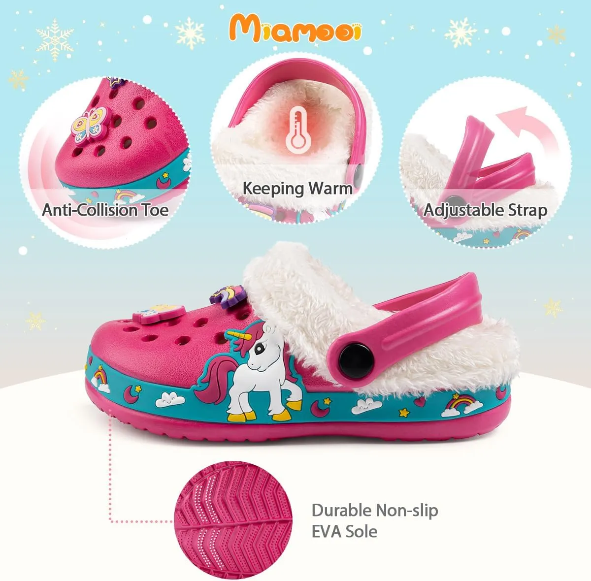 Miamooi Toddler Girls Boys Clogs Cute Cartoon Garden Water Clogs Little Kid Non-Slip Slides Indoor Outdoor Waterproof Beach Sandals Slip-on Beach Pool Shower Slippers Water Shoes