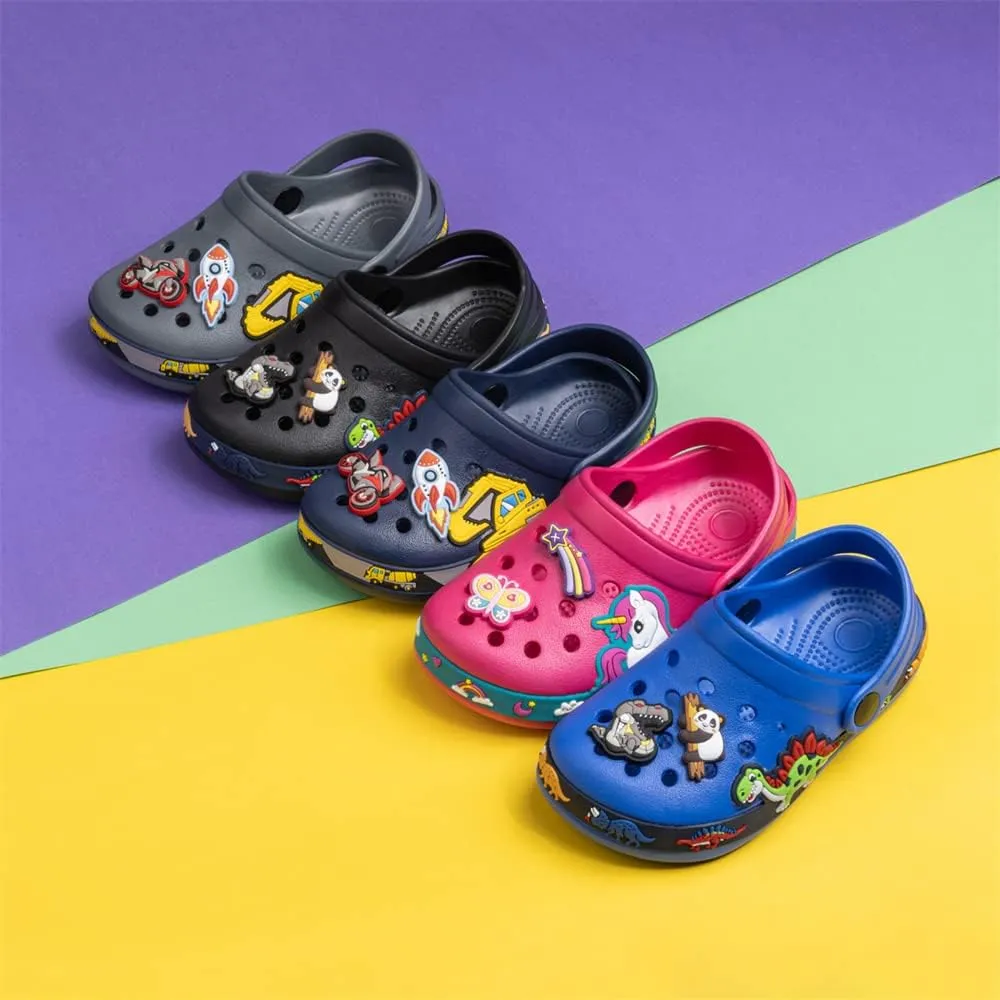 Miamooi Toddler Girls Boys Clogs Cute Cartoon Garden Water Clogs Little Kid Non-Slip Slides Indoor Outdoor Waterproof Beach Sandals Slip-on Beach Pool Shower Slippers Water Shoes