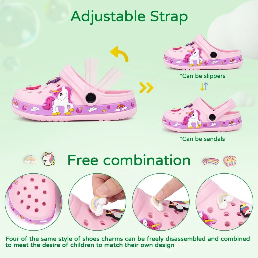 Miamooi Toddler Girls Boys Clogs Cute Cartoon Garden Water Clogs Little Kid Non-Slip Slides Indoor Outdoor Waterproof Beach Sandals Slip-on Beach Pool Shower Slippers Water Shoes