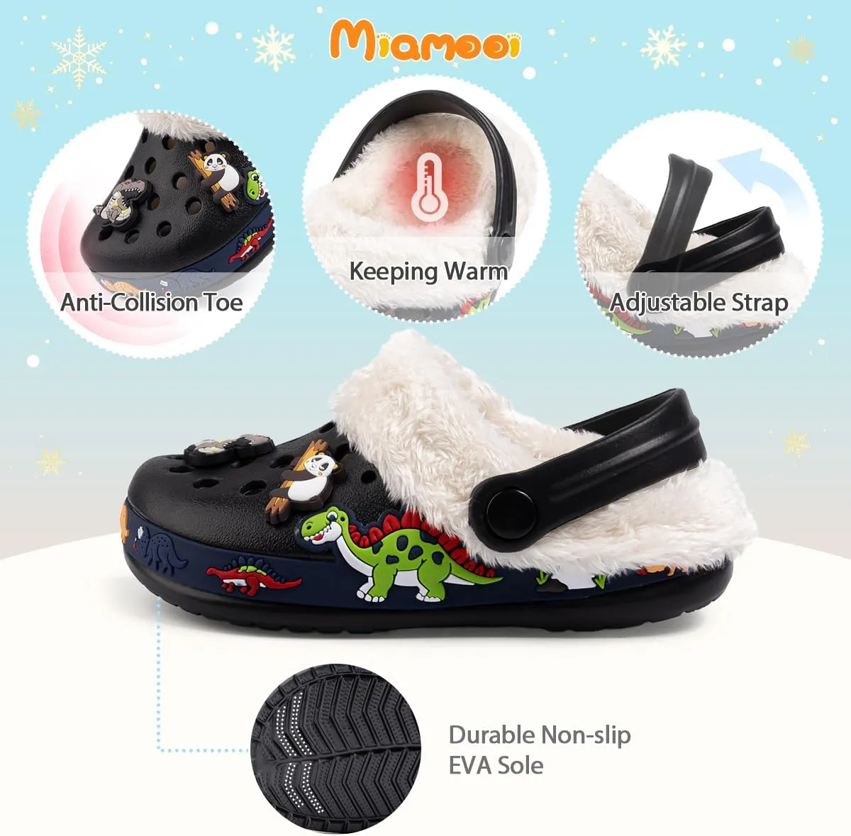 Miamooi Toddler Girls Boys Clogs Cute Cartoon Garden Water Clogs Little Kid Non-Slip Slides Indoor Outdoor Waterproof Beach Sandals Slip-on Beach Pool Shower Slippers Water Shoes