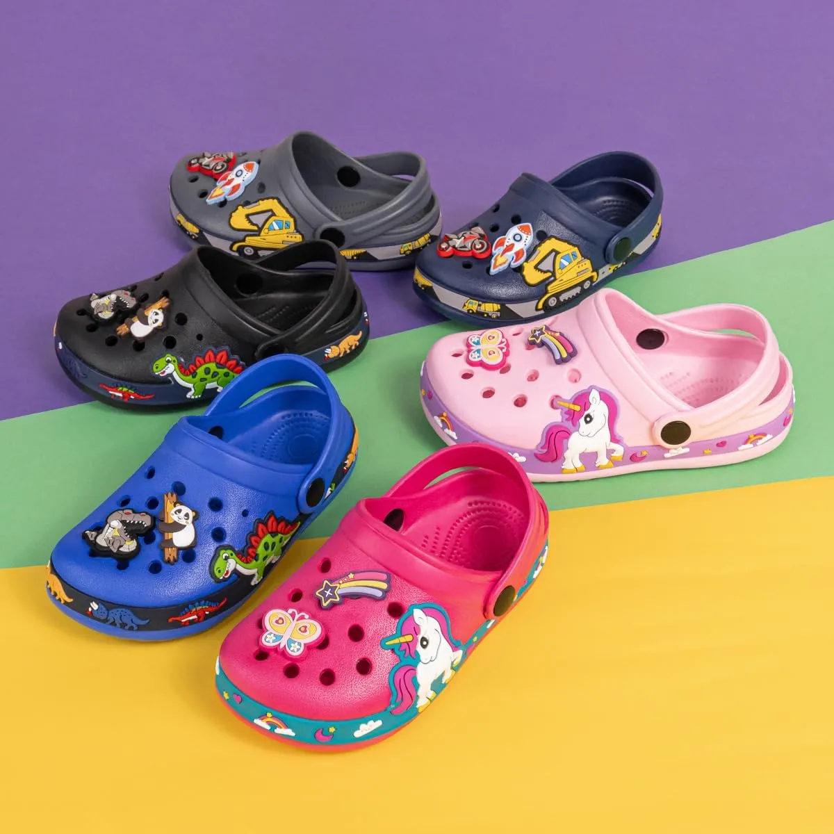 Miamooi Toddler Girls Boys Clogs Cute Cartoon Garden Water Clogs Little Kid Non-Slip Slides Indoor Outdoor Waterproof Beach Sandals Slip-on Beach Pool Shower Slippers Water Shoes