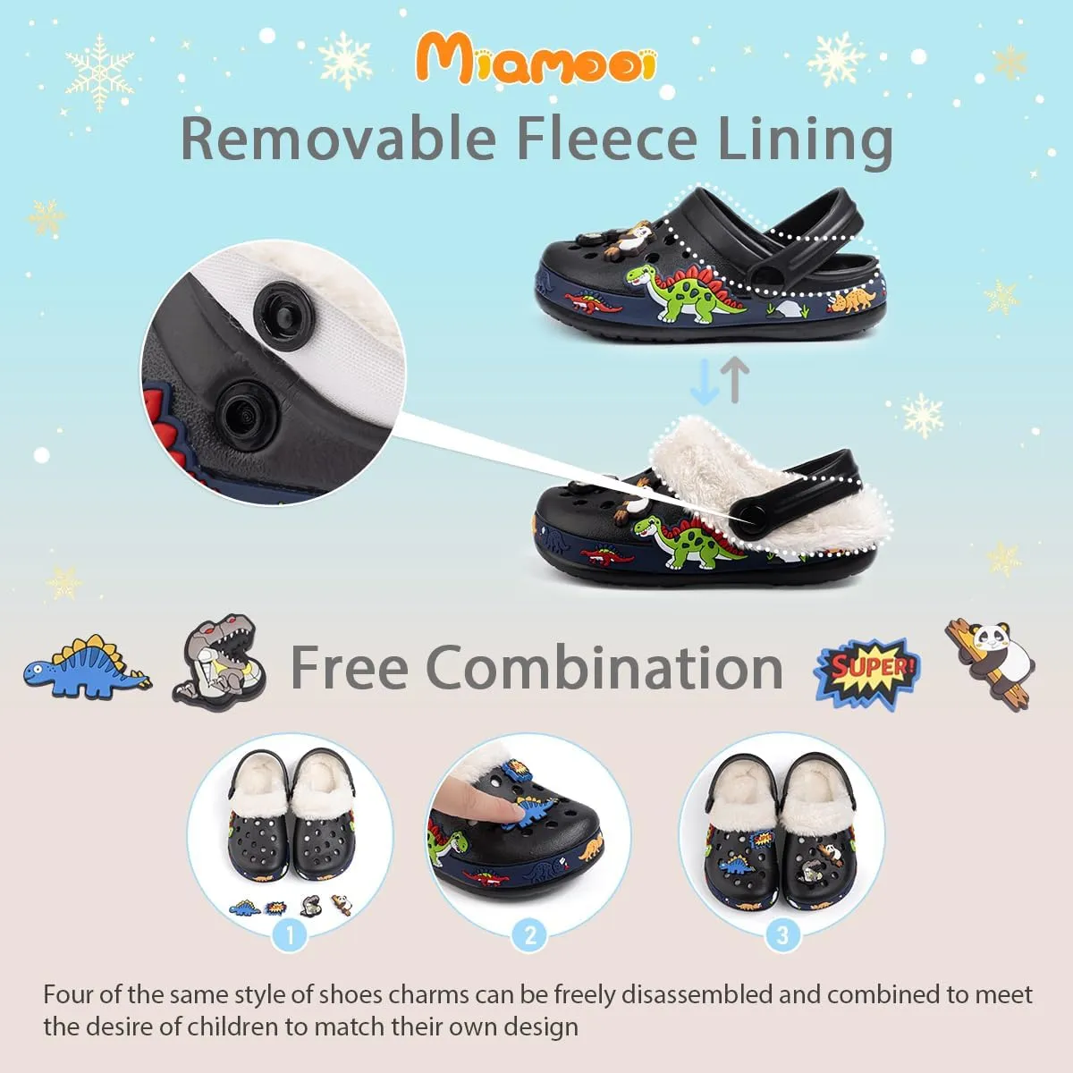 Miamooi Toddler Girls Boys Clogs Cute Cartoon Garden Water Clogs Little Kid Non-Slip Slides Indoor Outdoor Waterproof Beach Sandals Slip-on Beach Pool Shower Slippers Water Shoes