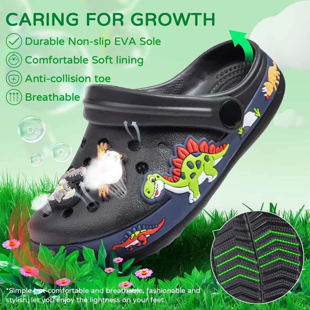 Miamooi Toddler Girls Boys Clogs Cute Cartoon Garden Water Clogs Little Kid Non-Slip Slides Indoor Outdoor Waterproof Beach Sandals Slip-on Beach Pool Shower Slippers Water Shoes
