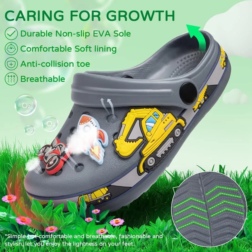 Miamooi Toddler Girls Boys Clogs Cute Cartoon Garden Water Clogs Little Kid Non-Slip Slides Indoor Outdoor Waterproof Beach Sandals Slip-on Beach Pool Shower Slippers Water Shoes