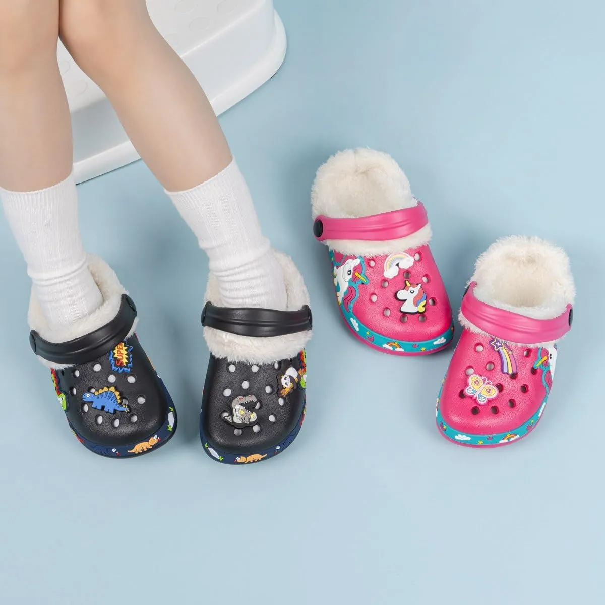 Miamooi Toddler Girls Boys Clogs Cute Cartoon Garden Water Clogs Little Kid Non-Slip Slides Indoor Outdoor Waterproof Beach Sandals Slip-on Beach Pool Shower Slippers Water Shoes