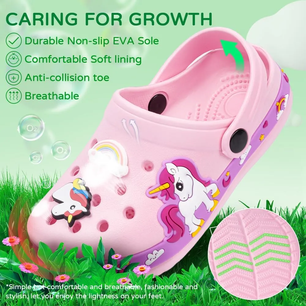 Miamooi Toddler Girls Boys Clogs Cute Cartoon Garden Water Clogs Little Kid Non-Slip Slides Indoor Outdoor Waterproof Beach Sandals Slip-on Beach Pool Shower Slippers Water Shoes