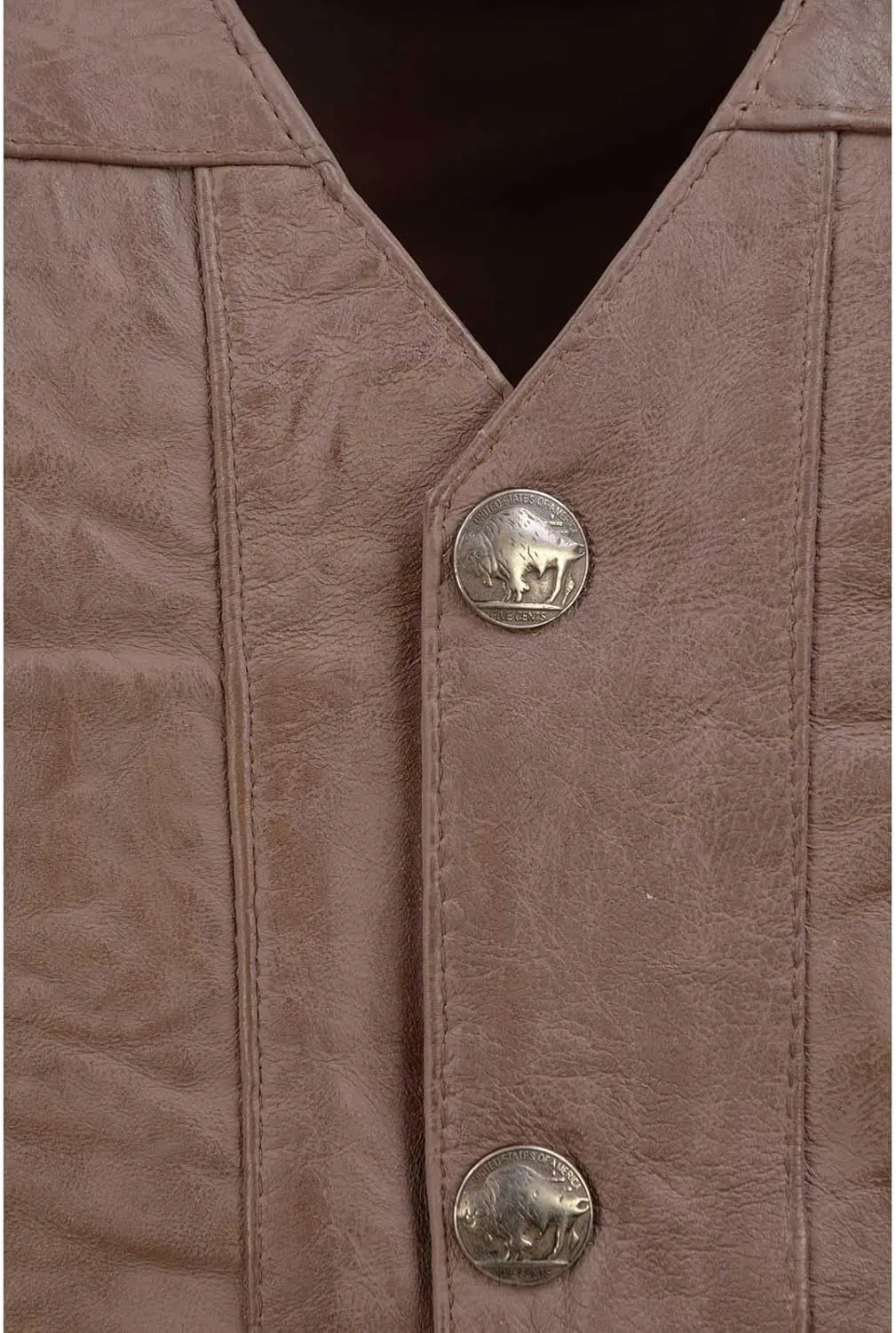 Milwaukee Leather LKM3702 Men's Leather V-Neck Western Style Motorcycle Rider Vest w/Classic Buffalo Snaps Closure