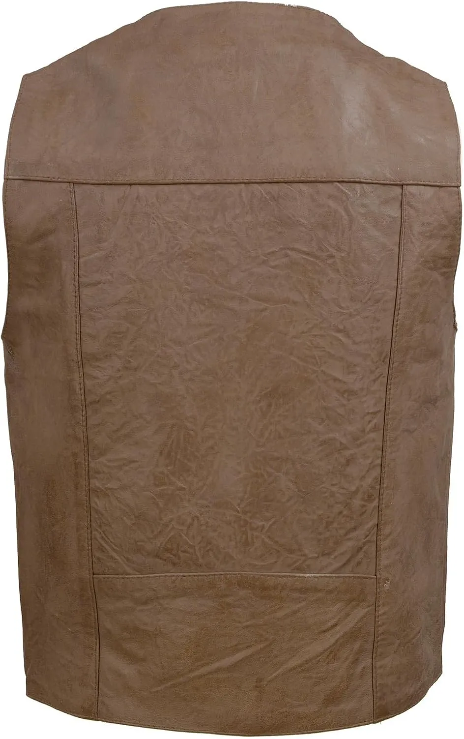 Milwaukee Leather LKM3702 Men's Leather V-Neck Western Style Motorcycle Rider Vest w/Classic Buffalo Snaps Closure