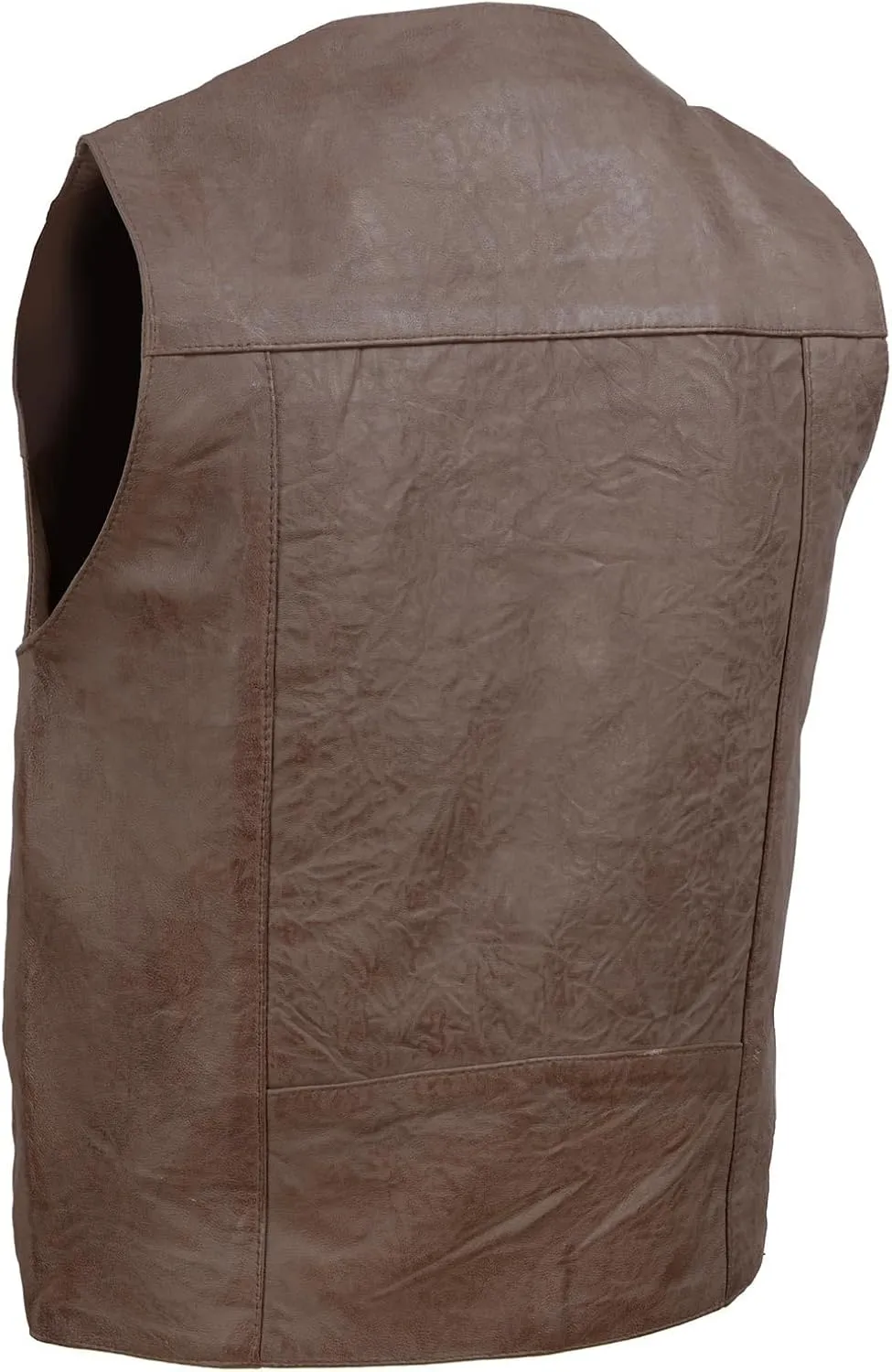 Milwaukee Leather LKM3702 Men's Leather V-Neck Western Style Motorcycle Rider Vest w/Classic Buffalo Snaps Closure