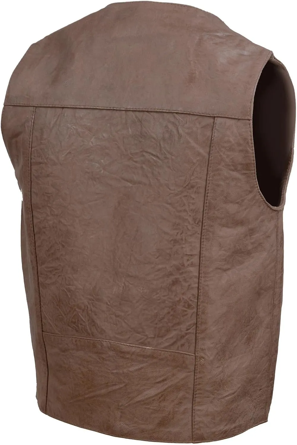 Milwaukee Leather LKM3702 Men's Leather V-Neck Western Style Motorcycle Rider Vest w/Classic Buffalo Snaps Closure