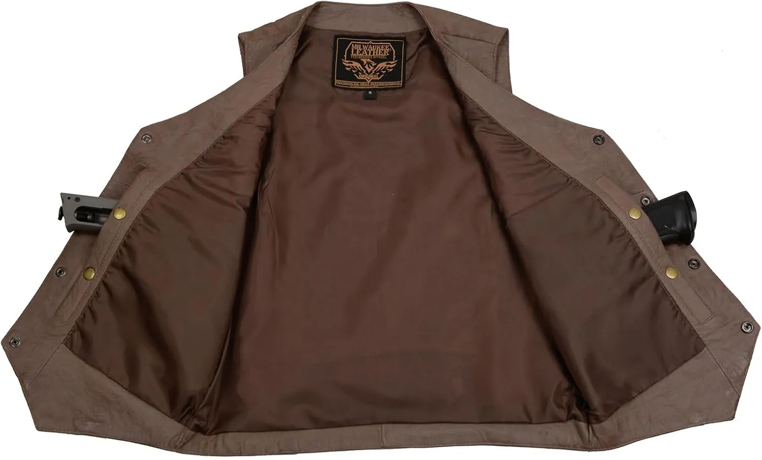 Milwaukee Leather LKM3702 Men's Leather V-Neck Western Style Motorcycle Rider Vest w/Classic Buffalo Snaps Closure