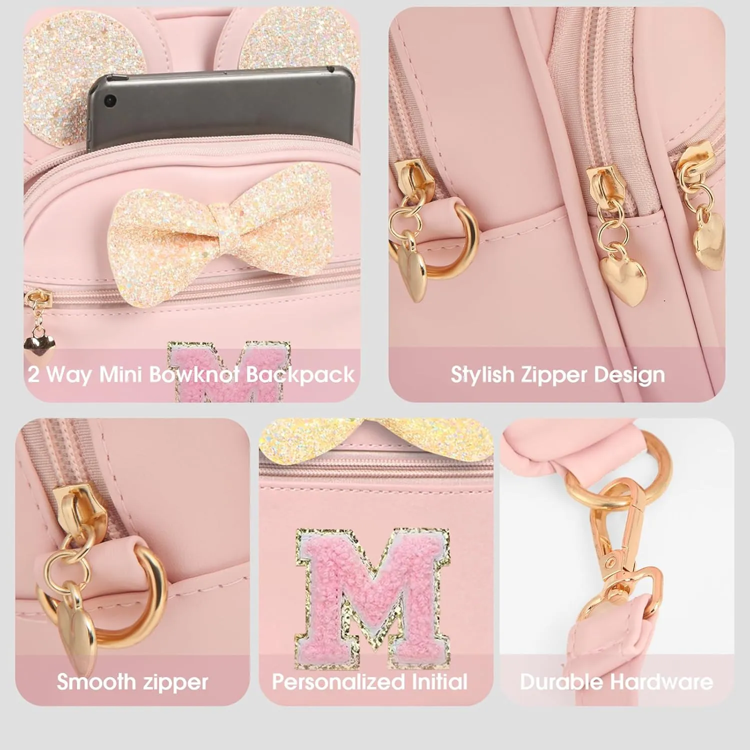 Mini Backpack for Girls Bowknot Cute Leather Backpack Toddler Purse Birthday Gifts for Kids Girls