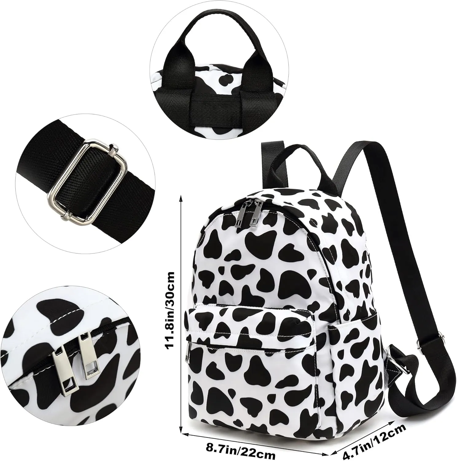 Mini Backpack Purse for Women Girls, Small Backpack for Teens Kids School Travel (Cow Print)